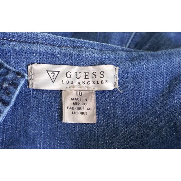 Guess Women Demin Frayed Flare Leg Bib Overalls 10 Farm 70s Y2K Style Western - Picture 3 of 15